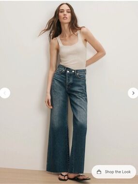Veronica Beard Taylor Crossover-Waistband Wide-Leg Jean City Lights 26